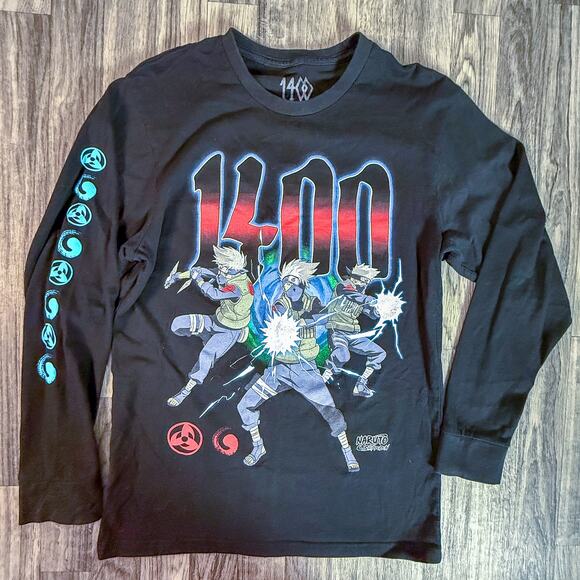 Kakashi Naruto Shippuden 1400 Anime Long Sleeve Shirt Black Medium VIZ Official - Picture 1 of 6